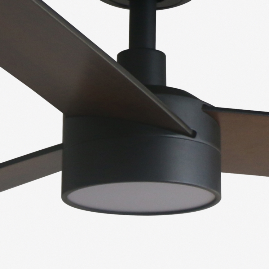 FARO 34298WT1S - LED-dimbare plafondventilator RUDDER L LED/18W/230V 2700/3000/4000K Ø 132 cm bruin/zwart Wi-Fi Tuya + afstandsbediening