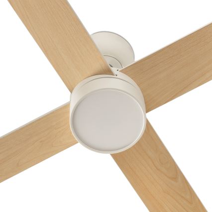FARO 34355WT-1TW - LED dimbare plafondventilator RUDDER L LED/18W/230V 2700/4350/6000K wit/beige diameter 132 cm Wi-Fi Tuya + afstandsbediening