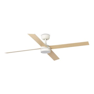 FARO 34355WT1S - LED-dimbare plafondventilator RUDDER L, LED/18 W/230 V/2700/3000/4000 K, Ø 132 cm, beige/wit, Wi-Fi Tuya + afstandsbediening