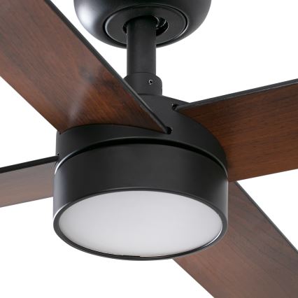 FARO 34356WT1S - LED dimbare plafondventilator RUDDER L LED/18W/230V 2700/3000/4000K Ø 132 cm bruin/zwart Wi‑Fi Tuya + afstandsbediening