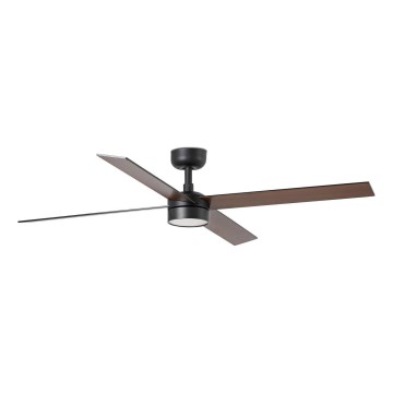 FARO 34356WT1S - LED dimbare plafondventilator RUDDER L LED/18W/230V 2700/3000/4000K Ø 132 cm bruin/zwart Wi‑Fi Tuya + afstandsbediening