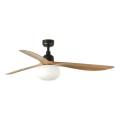 FARO 34360WT-11L - Plafondventilator OUTWOOD L 1xE27/15W/230V bruin/zwart d. 150 cm Wi-Fi Tuya IP44 + afstandsbediening