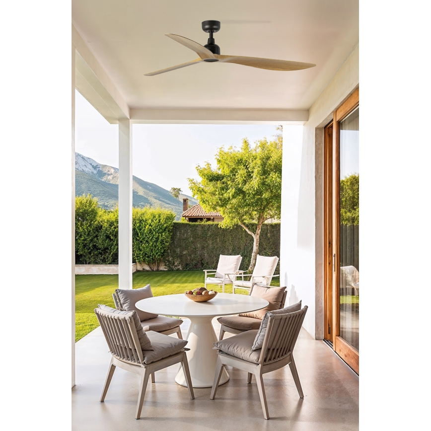 FARO 34360WT - Plafondventilator OUTWOOD L bruin/zwart diameter 150 cm Wi-Fi Tuya IP44 + afstandsbediening