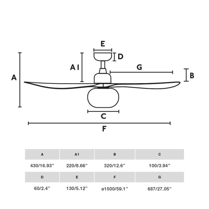 FARO 34363WT-11L - Plafondventilator OUTWOOD L 1xE27/15W/230V wit diameter 150 cm Wi-Fi Tuya IP44 + afstandsbediening