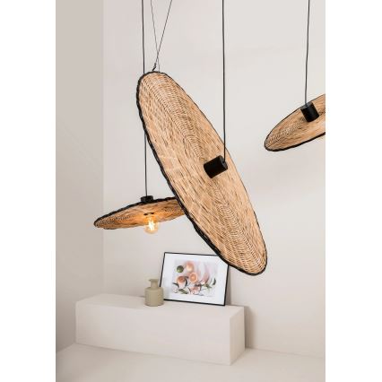 FARO 68590-70 - Hanglamp aan een koord COSTAS 1xE27/15W/230V d. 100 cm zwart/rotan