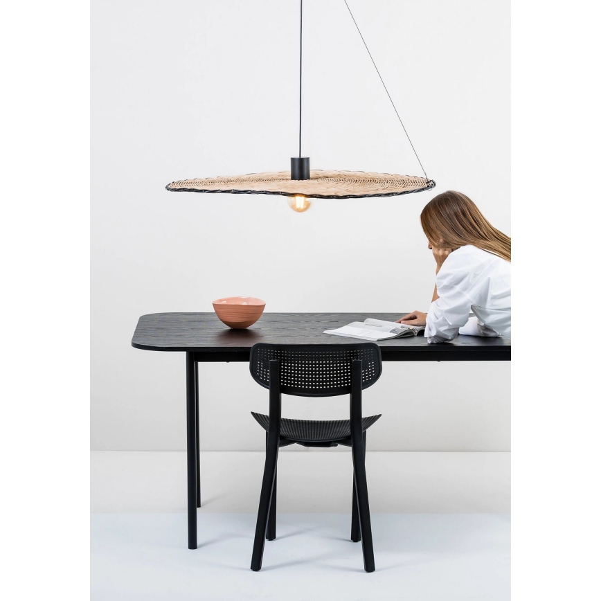 FARO 68590-70 - Hanglamp aan een koord COSTAS 1xE27/15W/230V d. 100 cm zwart/rotan
