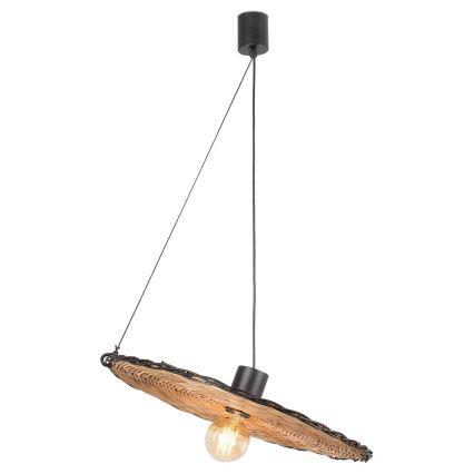 FARO 68590-70 - Hanglamp aan een koord COSTAS 1xE27/15W/230V d. 100 cm zwart/rotan