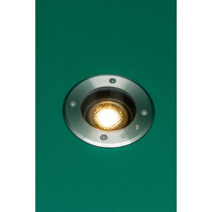 FARO 70310 - Oprijdbare buiteninbouwspot GEISER 1xGU10/8W/230V IK08 IP67 RVS