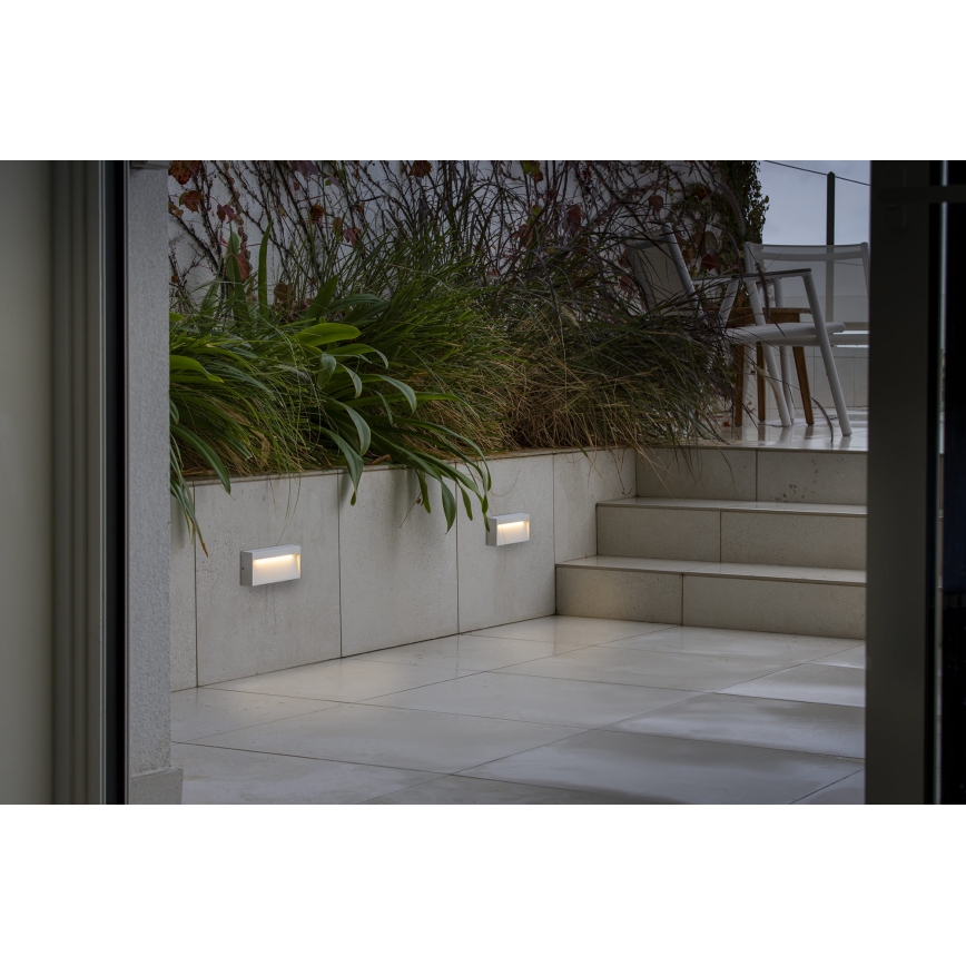 FARO 71967 - LED trapverlichting DUNE LED/6W/230V 2200/2700/3200/4000K IP65 wit rechthoekig