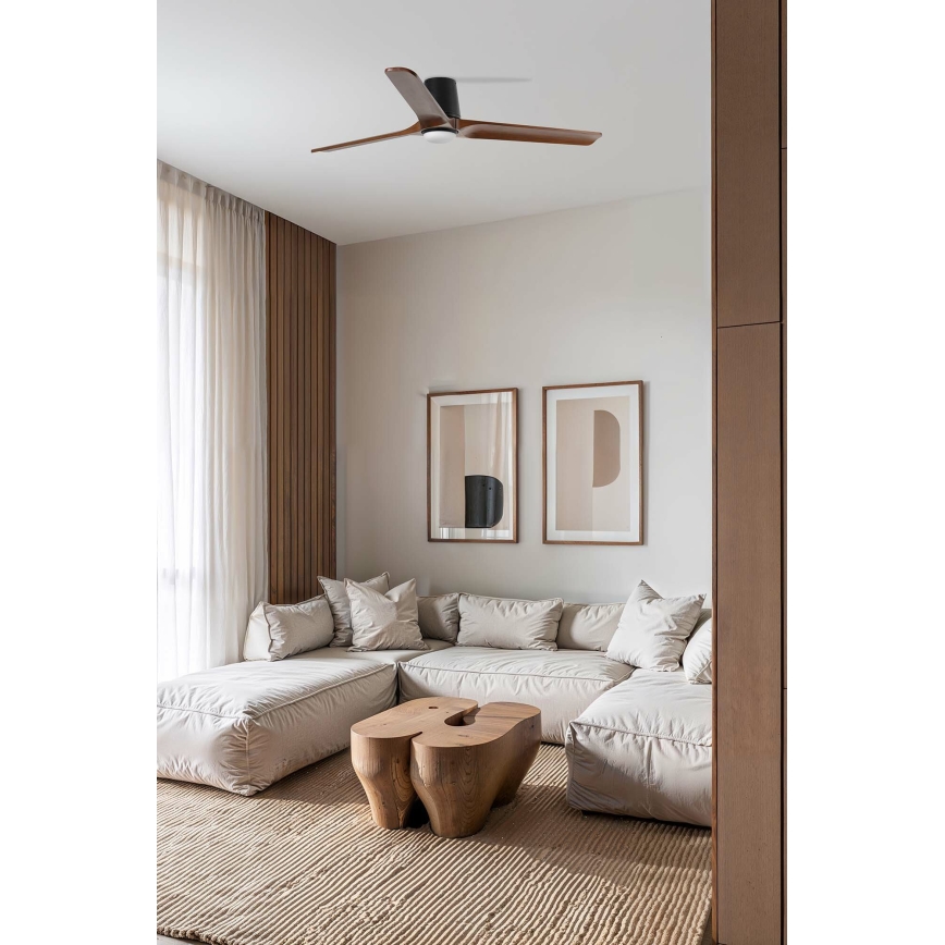 FARO 33839WT-1TW - LED dimbare plafondventilator HEYWOOD TUB L LED/10W/230V 2700/4000/6000K grenen/zwart diameter 132 cm Wi-Fi Tuya + afstandsbediening
