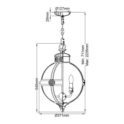 Feiss - Hanglamp aan een ketting ADAMS 3xE14/60W/230V brons