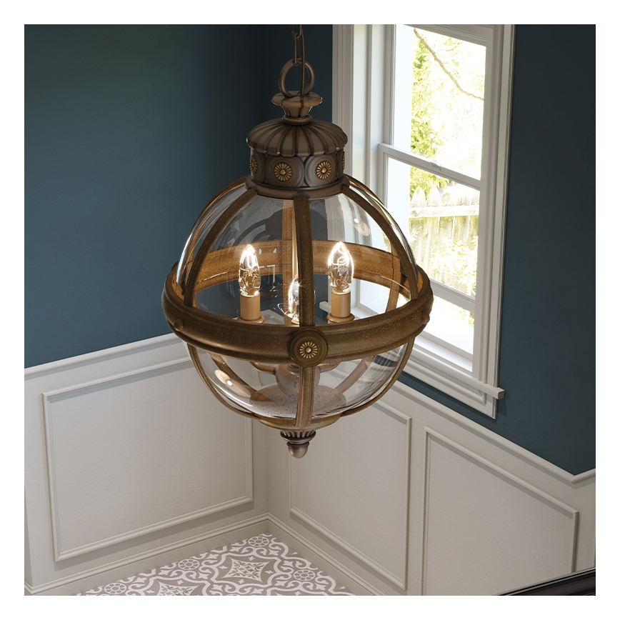 Feiss - Hanglamp aan een ketting ADAMS 3xE14/60W/230V brons