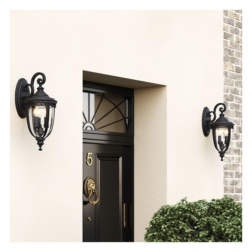Feiss - Wandlamp voor buiten ENGLISH BRIDLE 3xE14/60W/230V IP44 zwart