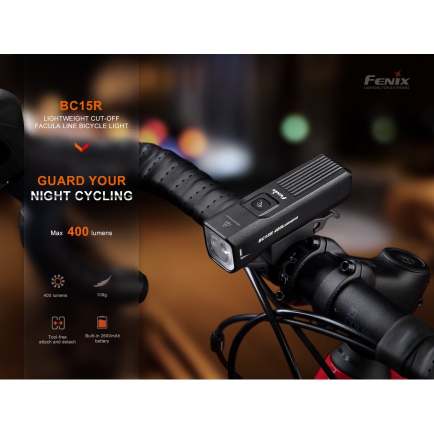 Fenix BC15R - LED Dimbare oplaadbare fietslamp LED/USB IP66 400 glanzend 31,5 h 2600 mAh