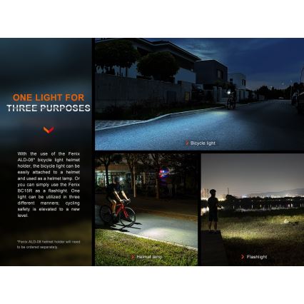 Fenix BC15R - LED Dimbare oplaadbare fietslamp LED/USB IP66 400 glanzend 31,5 h 2600 mAh