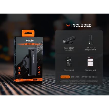 Fenix BC15R - LED Dimbare oplaadbare fietslamp LED/USB IP66 400 glanzend 31,5 h 2600 mAh