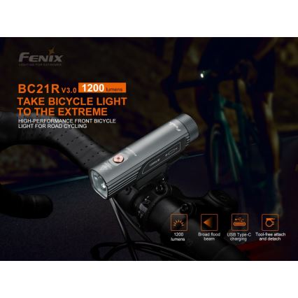 Fenix BC21RV30 - Oplaadbare LED Fietslamp LED/USB IP68 1200 lm 33 uur