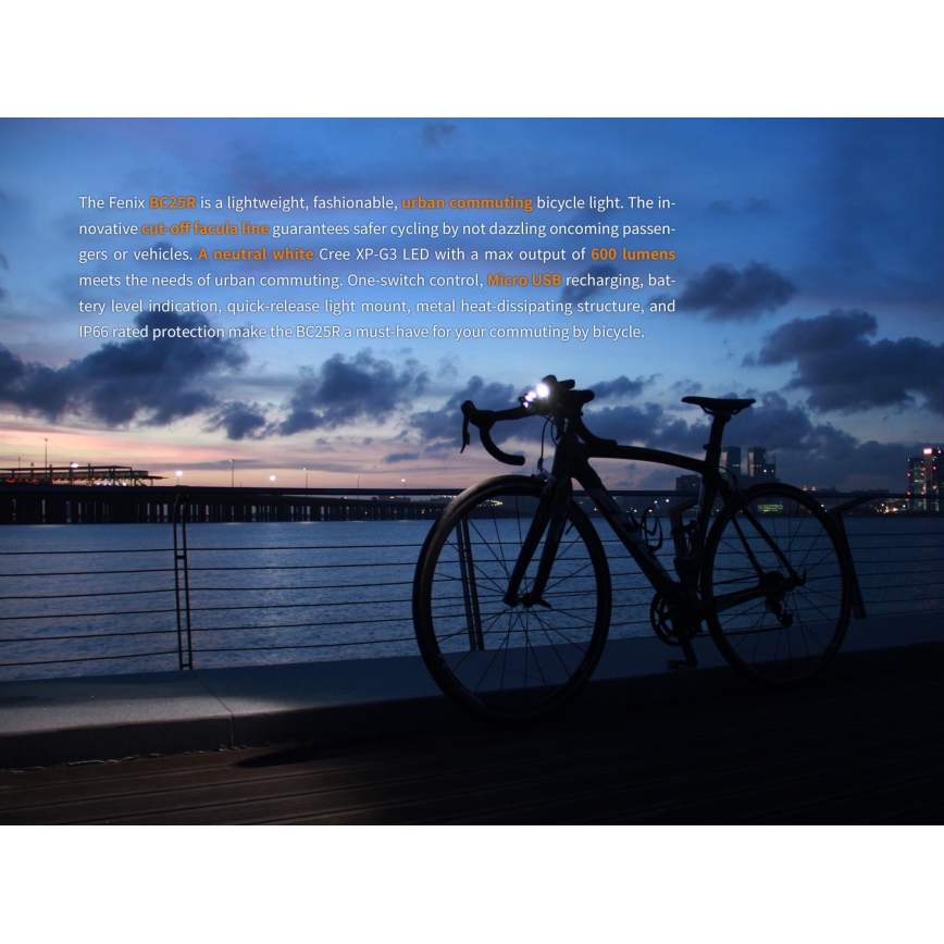 Fenix BC25R - Oplaadbare LED Fietslamp LED/USB IP66