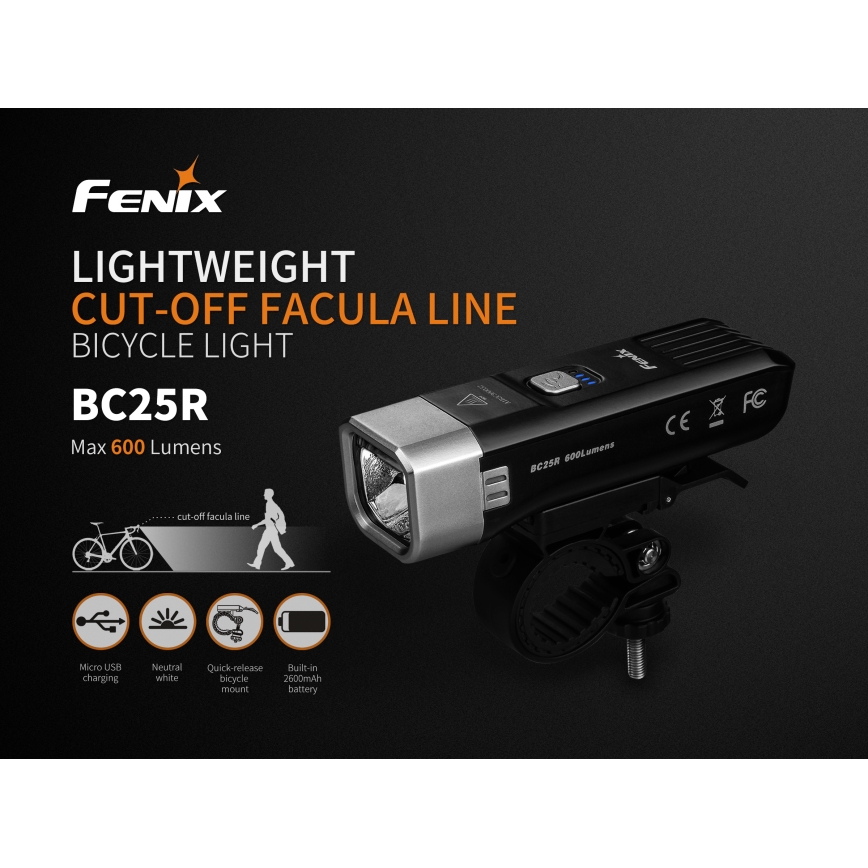 Fenix BC25R - Oplaadbare LED Fietslamp LED/USB IP66