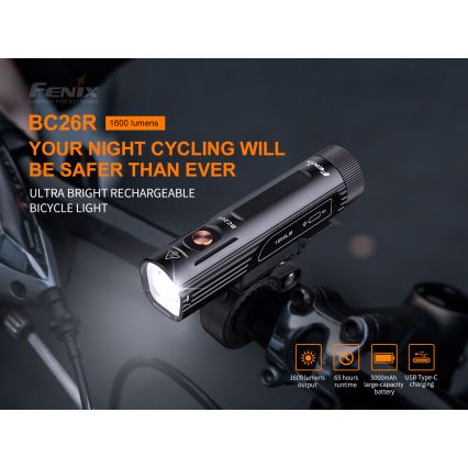 Fenix BC26R - Oplaadbare LED Fietslamp LED/USB IP68 1600 lm 65 uur