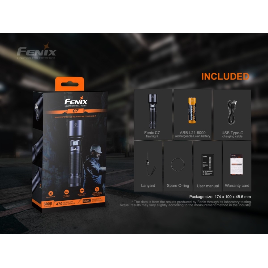 Fenix C7 - Dimbare oplaadbare zaklamp LED/1x21700 IP68 3000 lm 68 uur