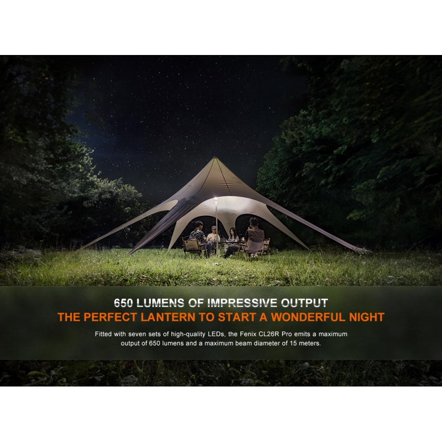 Fenix CL26RPROCAM - LED Dimbaar draagbaar oplaadbaar lamp LED/USB IP66 650 lm 408 h 5000 mAh grijs