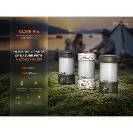 Fenix CL26RPROOLI - LED Dimbaar draagbaar oplaadbaar lamp LED/USB IP66 650 glanzend 408 h 5000 mAh groen