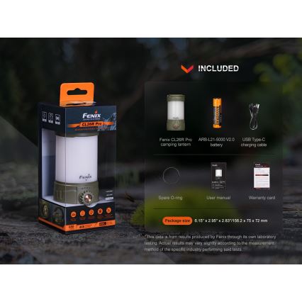 Fenix CL26RPROOLI - LED Dimbaar draagbaar oplaadbaar lamp LED/USB IP66 650 glanzend 408 h 5000 mAh groen