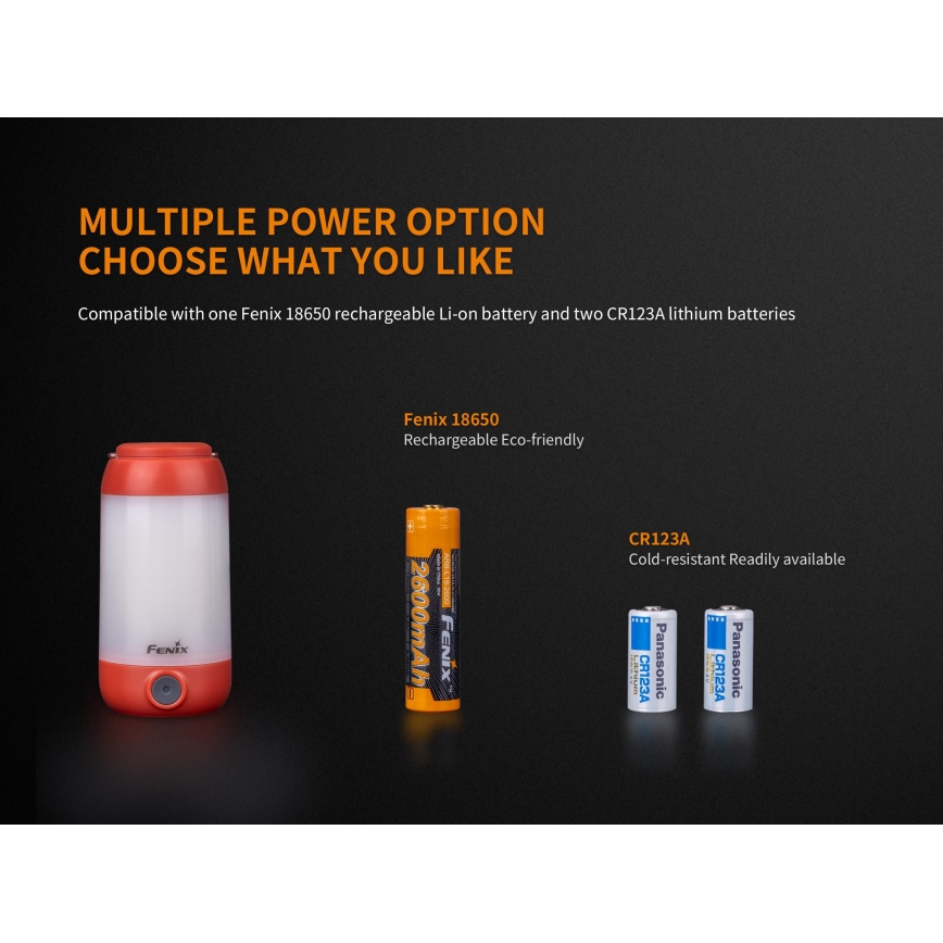 Fenix CL26RRED - LED Dimbaar draagbaar oplaadbaar lamp LED/USB/2xCR123A IP66 400 glanzend 400 h 2600 mAh oranje