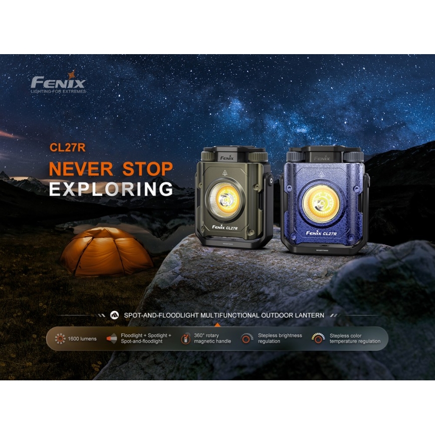 Fenix CL27RGRE - LED Dimbaar rechargeable lamp LED/USB IP66 1600 lm 285 h