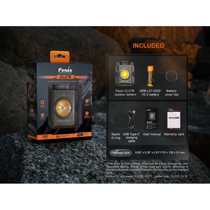 Fenix CL27RGRE - LED Dimbaar rechargeable lamp LED/USB IP66 1600 lm 285 h