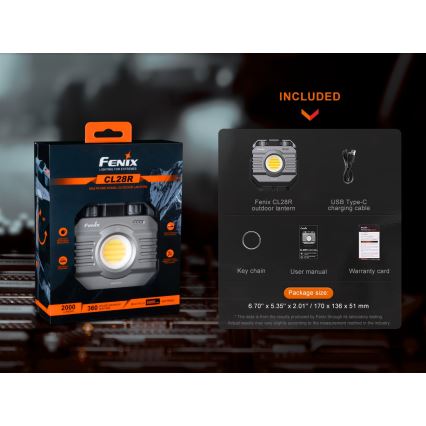 Fenix CL28R - LED Dimbaar oplaadbaar Schijnwerper met een powerbank LED/USB IP66 2000 glanzend 360 h 10000 mAh