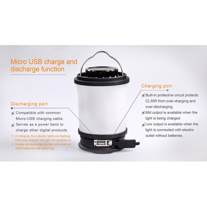 Fenix CL30R - LED draagbare oplaadbare lamp LED/USB/6xCR123A IPX7 650 lm 300 h 2600 mAh