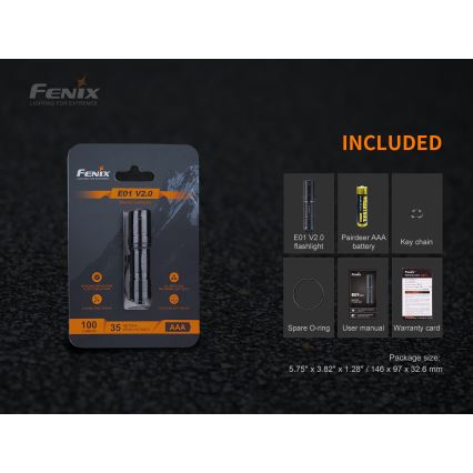 Fenix E01V20BLC - LED Zaklamp LED/1xAAA IP68