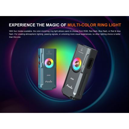 Fenix E06RGRY - LED Dimbaar oplaadbaar zaklamp UV LED/USB IP66 700 glanzend 60 h grijs