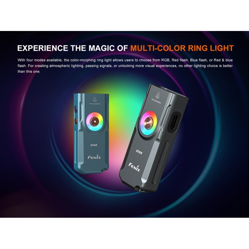 Fenix E06RGRY - LED Dimbaar oplaadbaar zaklamp UV LED/USB IP66 700 glanzend 60 h grijs