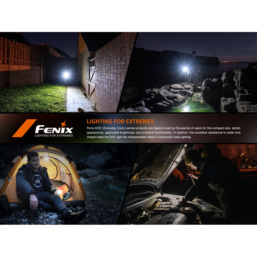 Fenix E06RGRY - LED Dimbaar oplaadbaar zaklamp UV LED/USB IP66 700 glanzend 60 h grijs
