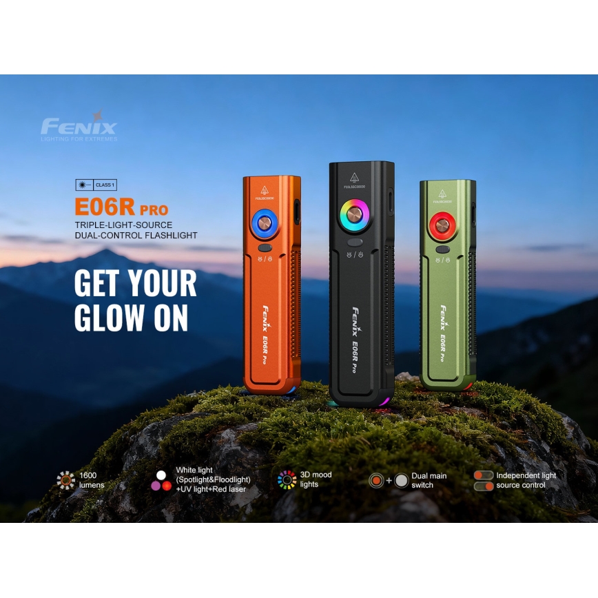 Fenix E06RPROEUBLC- Dimbare oplaadbare LED-zaklamp LED/USB 1650 mAh IP66 1600 lm 111 uur zwart
