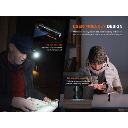 Fenix E12V30 - dimbare oplaadbare LED-zaklamp LED/1xAA 2000 mAh IP68 200 lm 100 h zwart