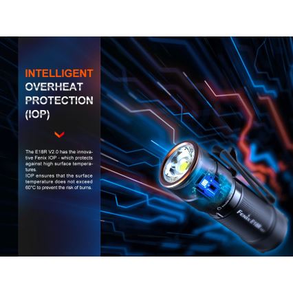 Fenix E18RV20800 - Dimbare oplaadbare LED-zaklamp LED/USB/1xCR123A 800 mAh IP68 1200 lm 200 h zwart