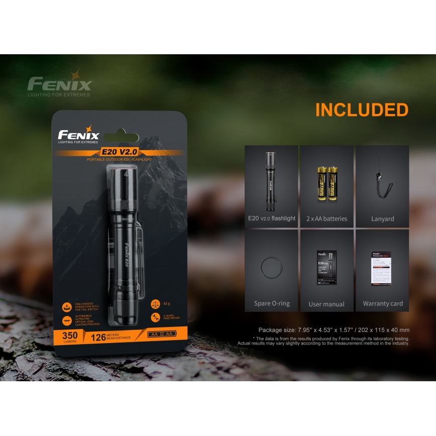 Fenix E20V20 - LED Zaklamp LED/2xAA IP68