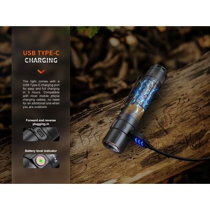 Fenix E35RSETAODS - LED Dimbaar oplaadbaar zaklamp LED/USB IP68 3100 lm 69 h 5000 mAh + diffuser 26,5mm