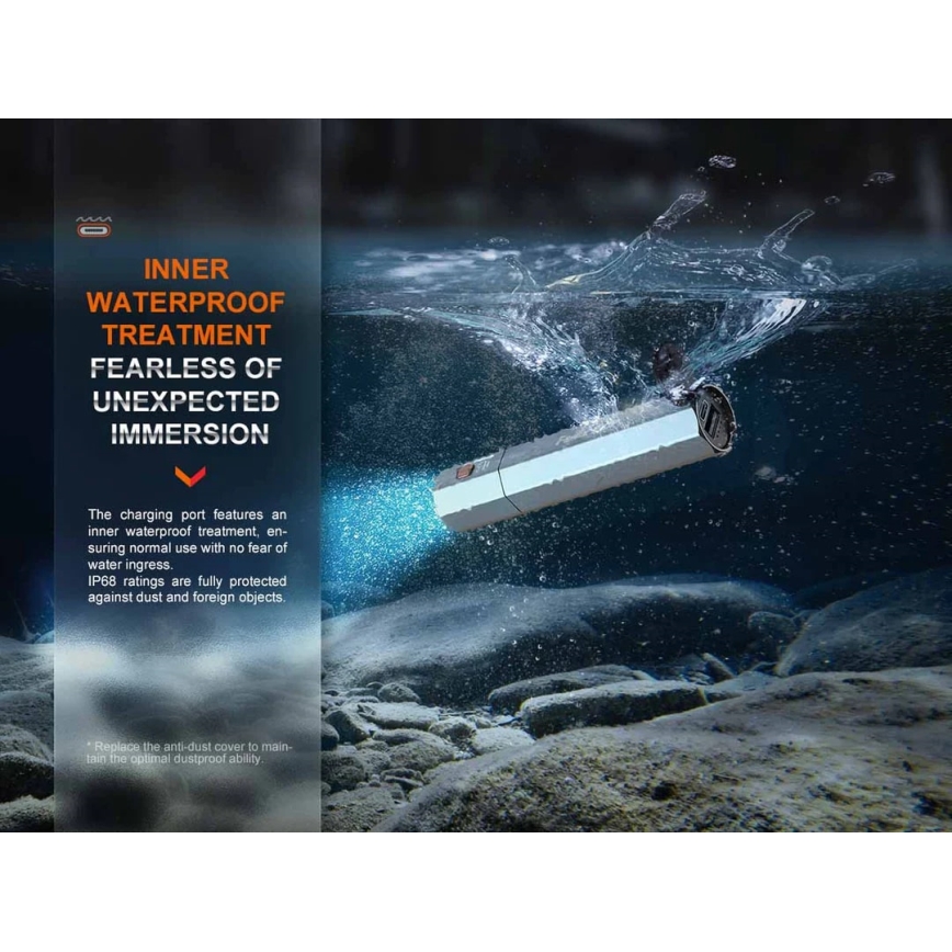 Fenix ECPBLCK - LED Oplaadbare zaklamp met een powerbank USB IP68 1600 glanzend 504 h 5000 mAh zwart