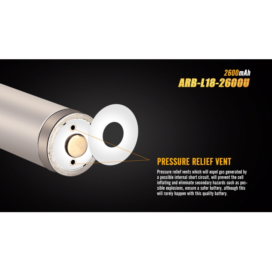 Fenix FE18650LI26USB - 1 stuk Oplaadbare accu USB/3,6V 2600 mAh
