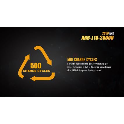 Fenix FE18650LI26USB - 1 stuk Oplaadbare accu USB/3,6V 2600 mAh