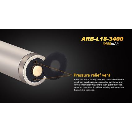 Fenix FE18650LI34 - 1 stuk oplaadbare Li-ion 18650-cel 3,6V 3400 mAh