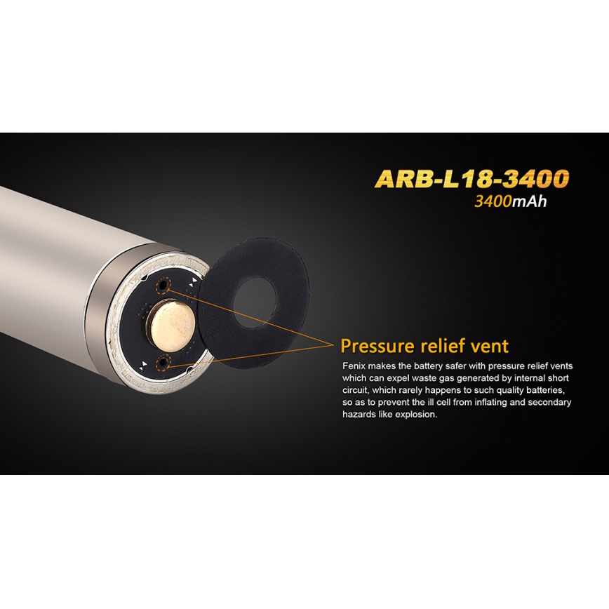 Fenix FE18650LI34 - 1 stuk oplaadbare Li-ion 18650-cel 3,6V 3400 mAh