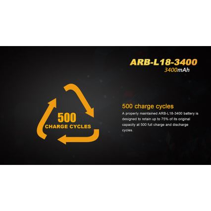 Fenix FE18650LI34 - 1 stuk oplaadbare Li-ion 18650-cel 3,6V 3400 mAh