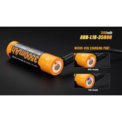 Fenix FE18650LI35USB - 1 stuk USB-oplaadbare Li-ion-accu, 3,6 V, 3500 mAh