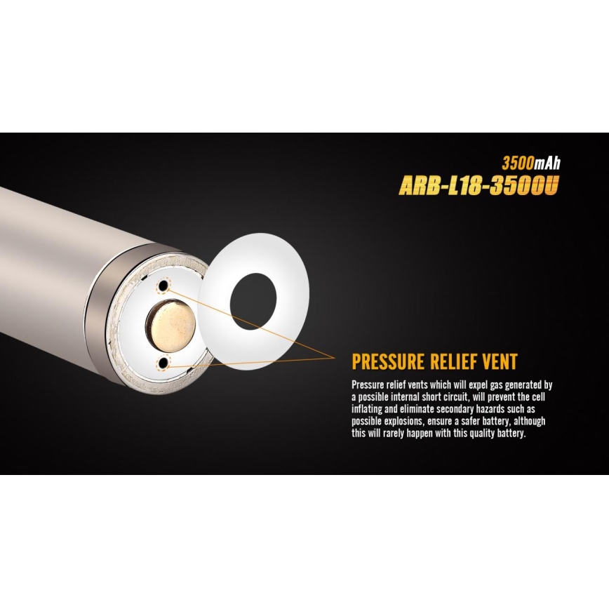 Fenix FE18650LI35USB - 1 stuk USB-oplaadbare Li-ion-accu, 3,6 V, 3500 mAh